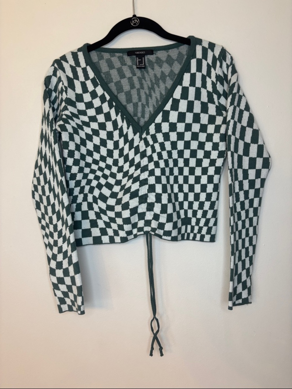 Forever 21 Green and White Checkerboard Crop Top